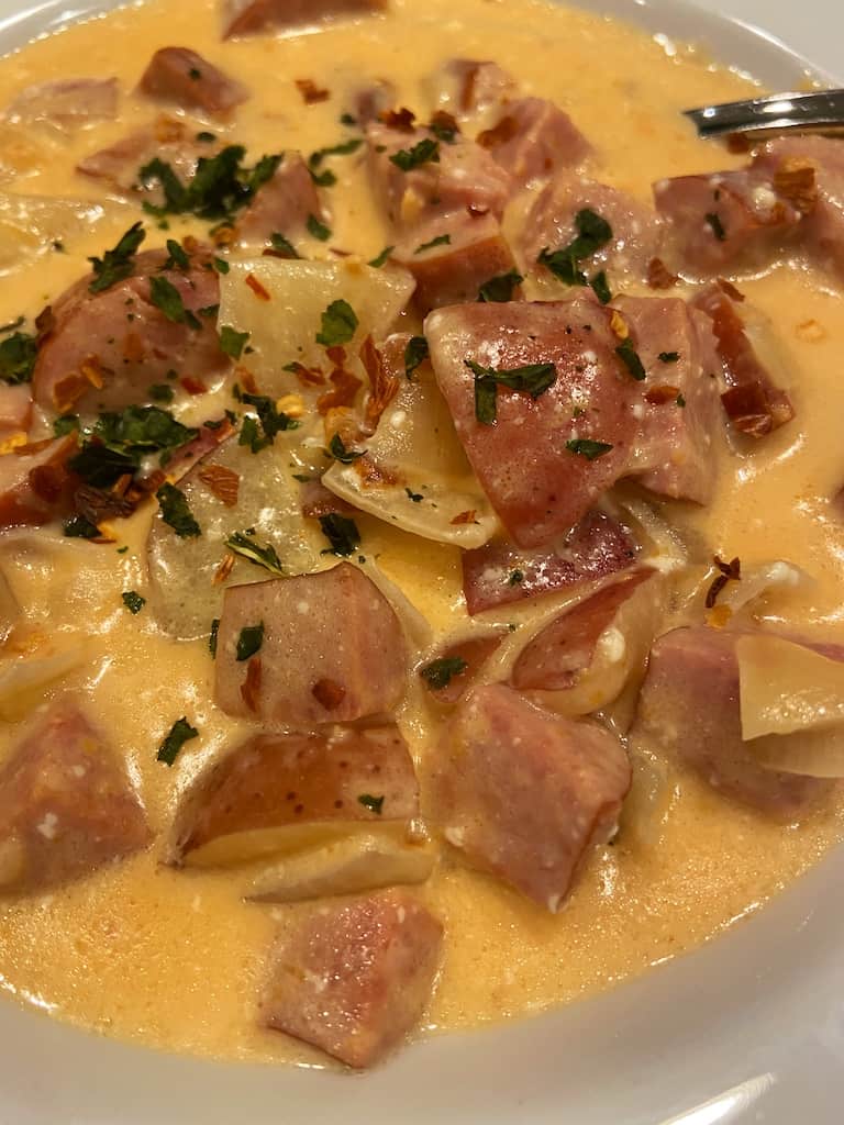 Cheesy Potato Kielbasa Soup