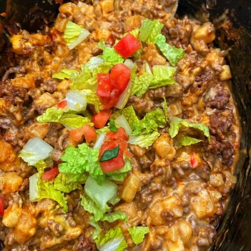 CROCK POT BEEFY POTATO TACO CASSEROLE