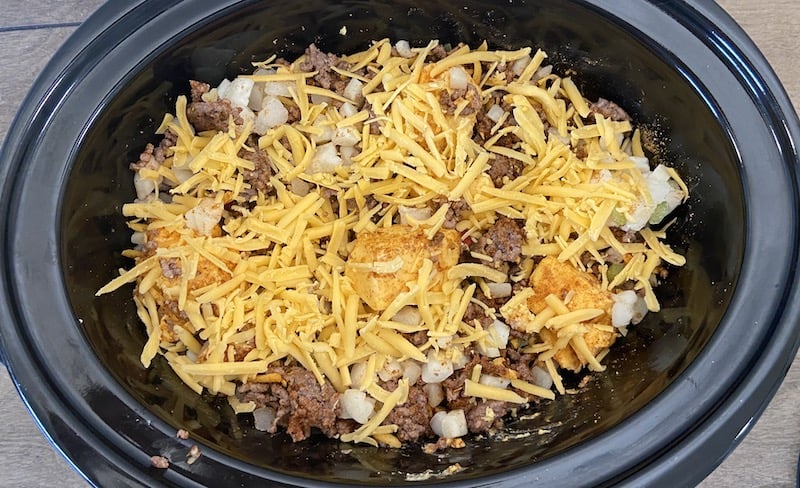How to Make Crock Pot Beefy Potato Taco Casserole.