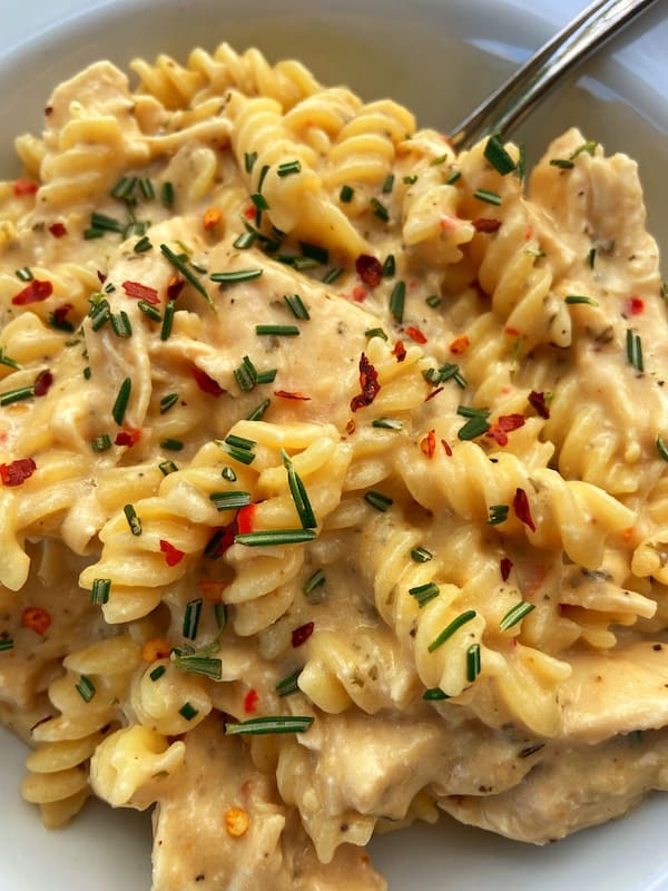 Crock Pot Garlic Parmesan Chicken Pasta Image