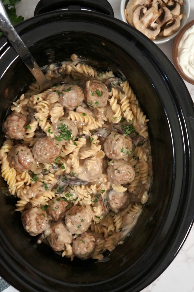 Slow Cooker Meatball Stroganoff