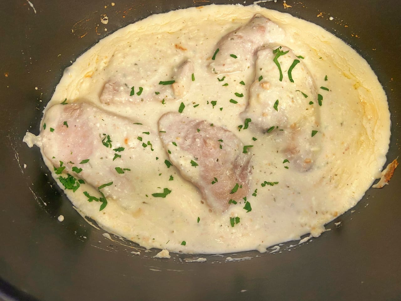 Cream of Chicken Pork Chops with Ranch Crockpot Version