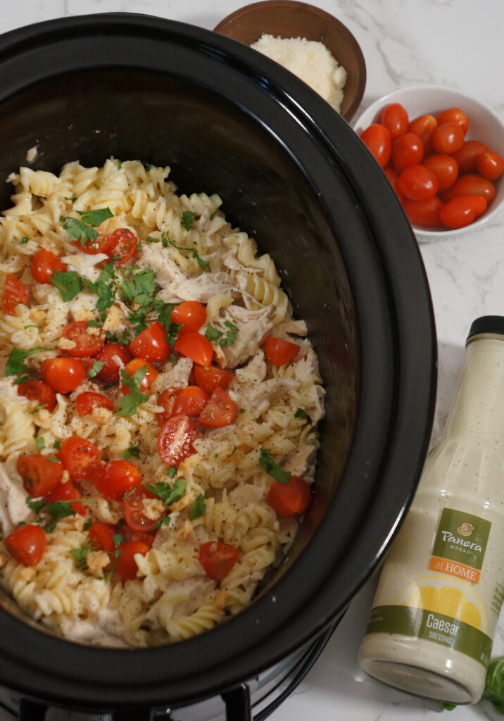 Chicken Caesar Pasta in crockpot