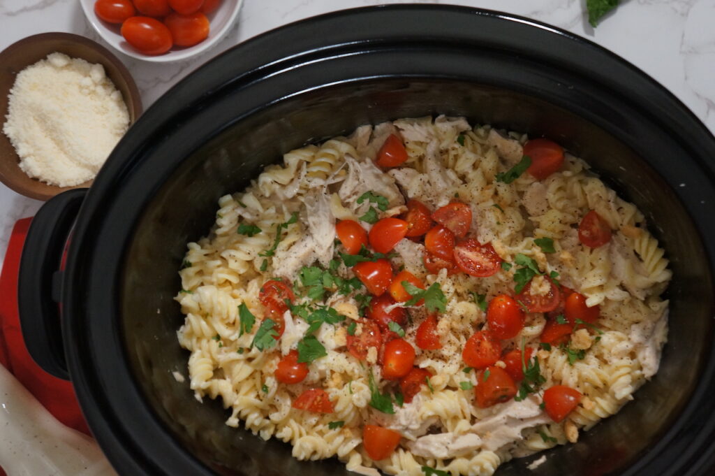 Chicken Caesar Pasta with tomatoes