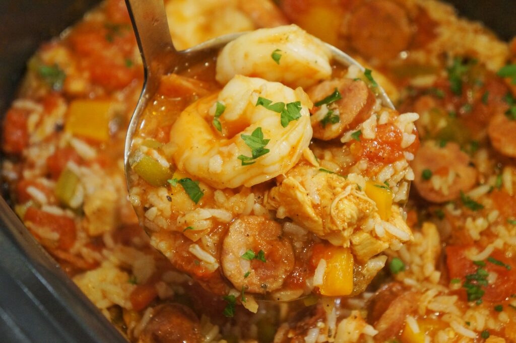 Gluten Free Jambalaya on spoon