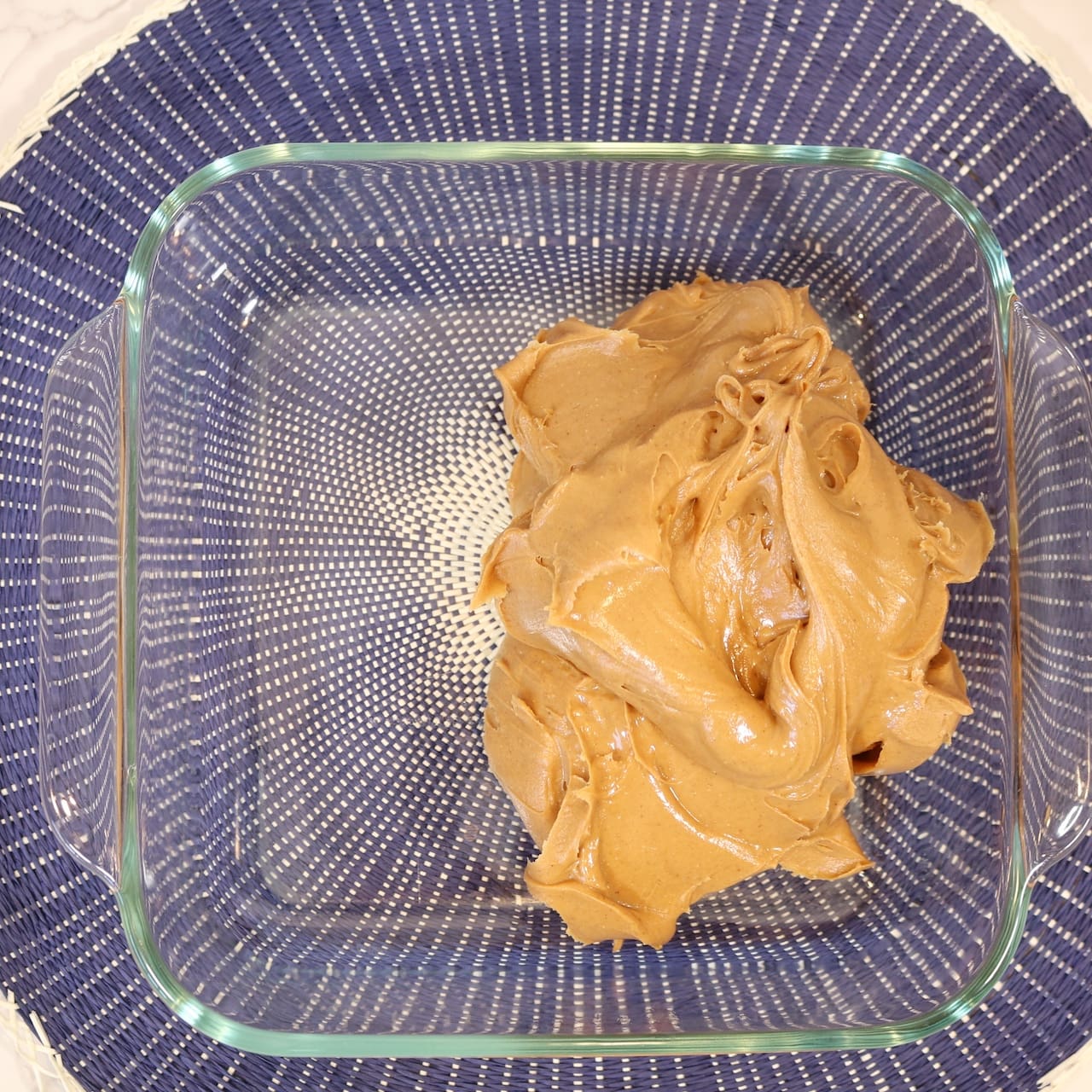 Peanut butter in glas dish