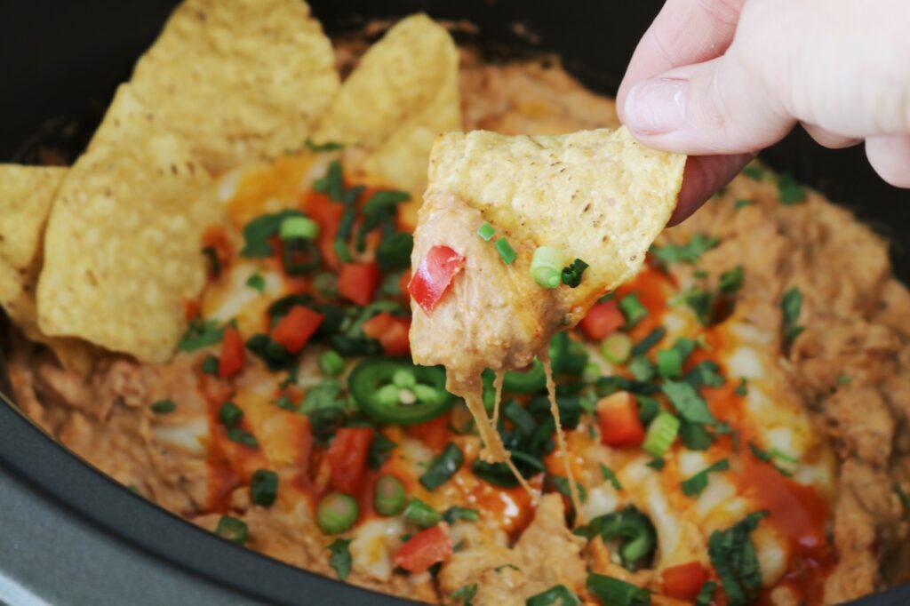 Cream Cheese Bean Dip with chip