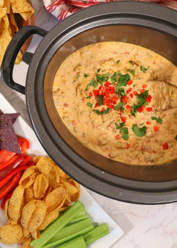 Velveeta Sausage Dip with celery