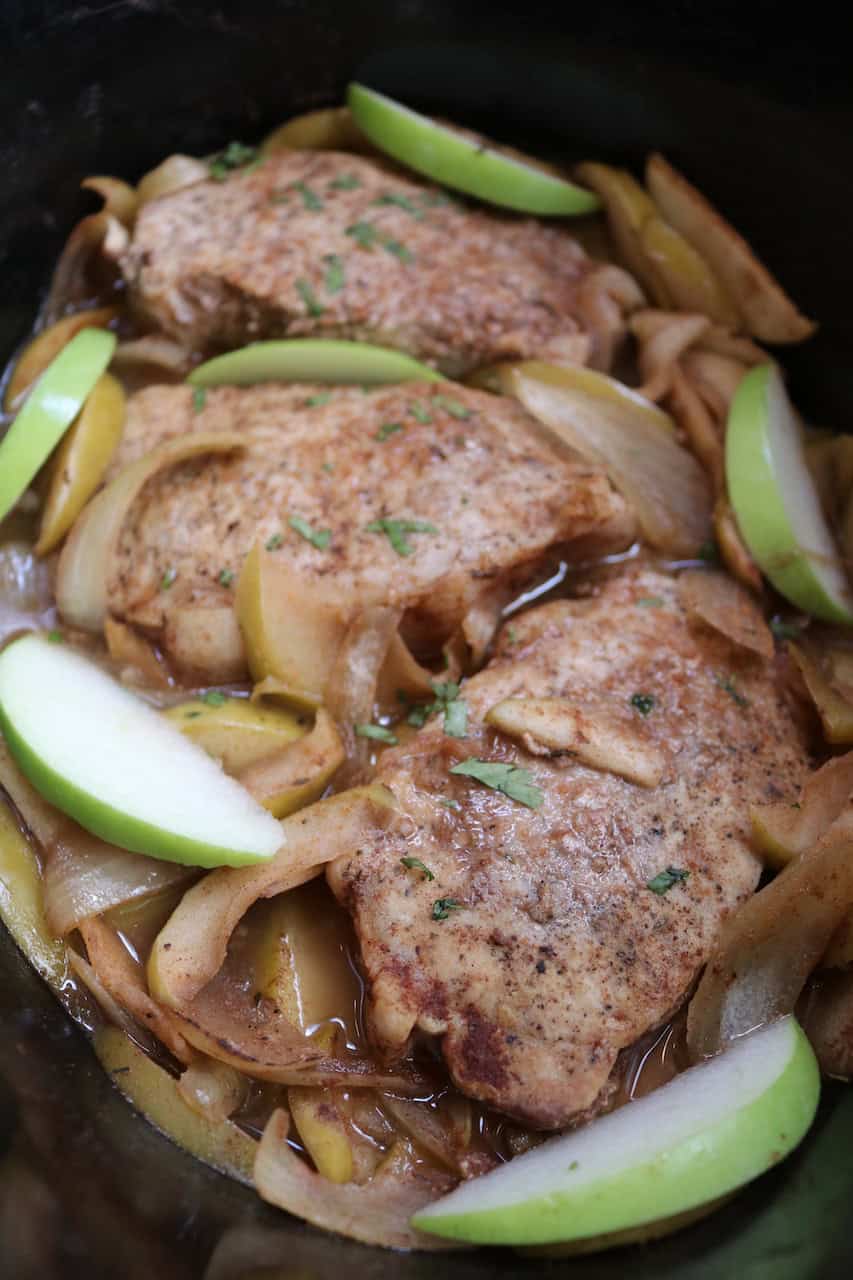 Pork Chops close up with apples 