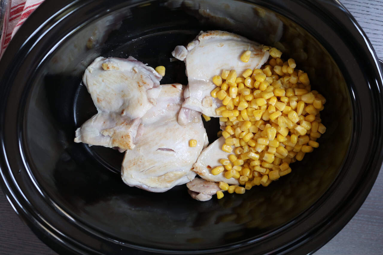 Chicken Thighs and corn in Crockpot