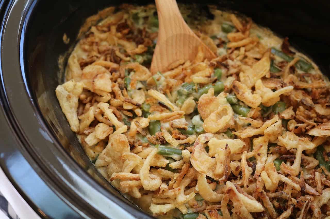 Crockpot Green Bean Casserole [Slow Cooker, Baked & Make Ahead Recipes]