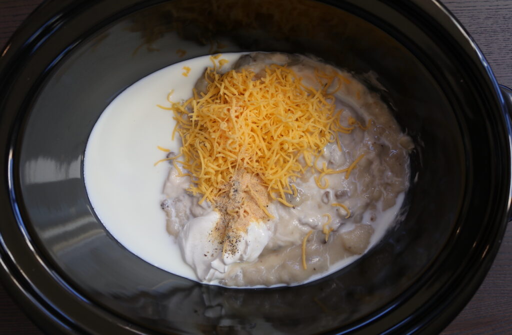 Crockpot Green Bean Casserole  with cheese step 5