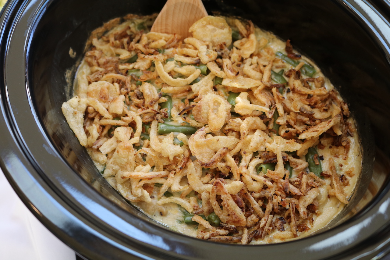 Crockpot Green Bean Casserole add onions step