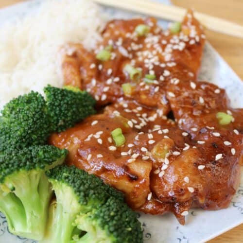Sticky Peanut Butter Chicken on plate