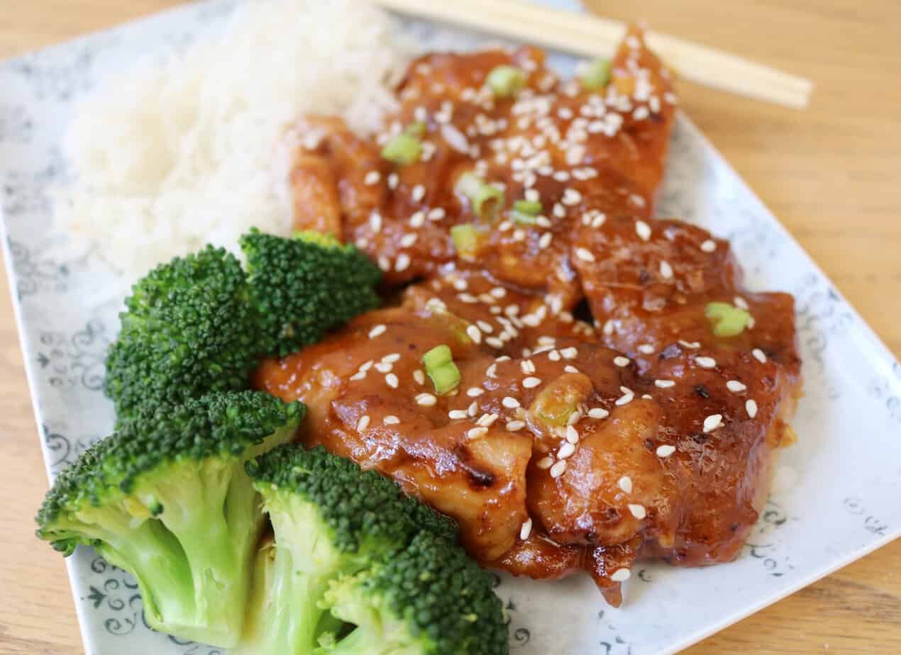 Sticky Peanut Butter Chicken on plate