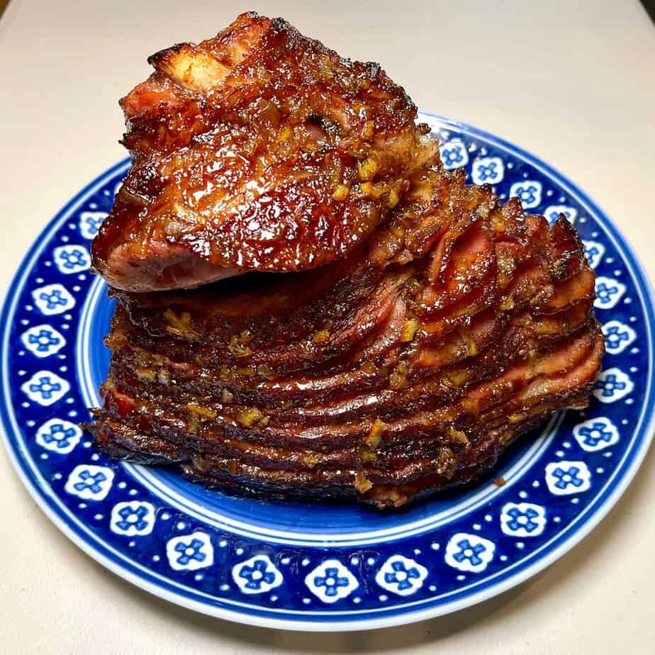 Crock Pot Christmas ham just out of broiler