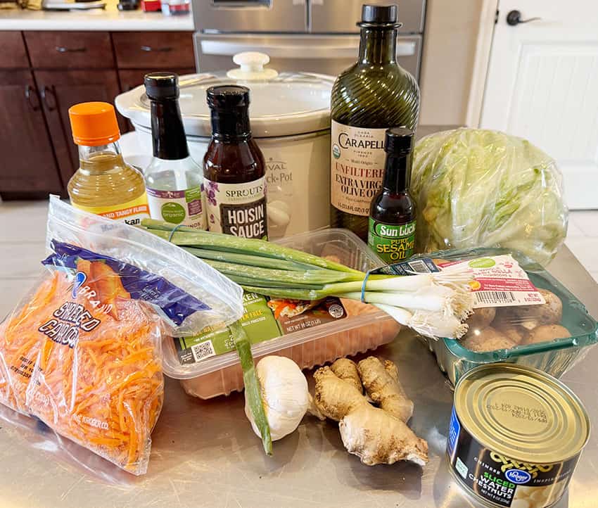 Ingredients for Asian chicken lettuce wraps