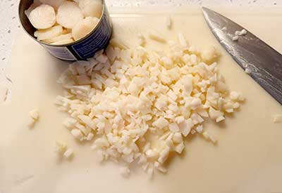 Dice up the water chestnuts and set aside